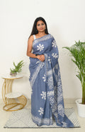 Mulmul Saree - Powder Bloom