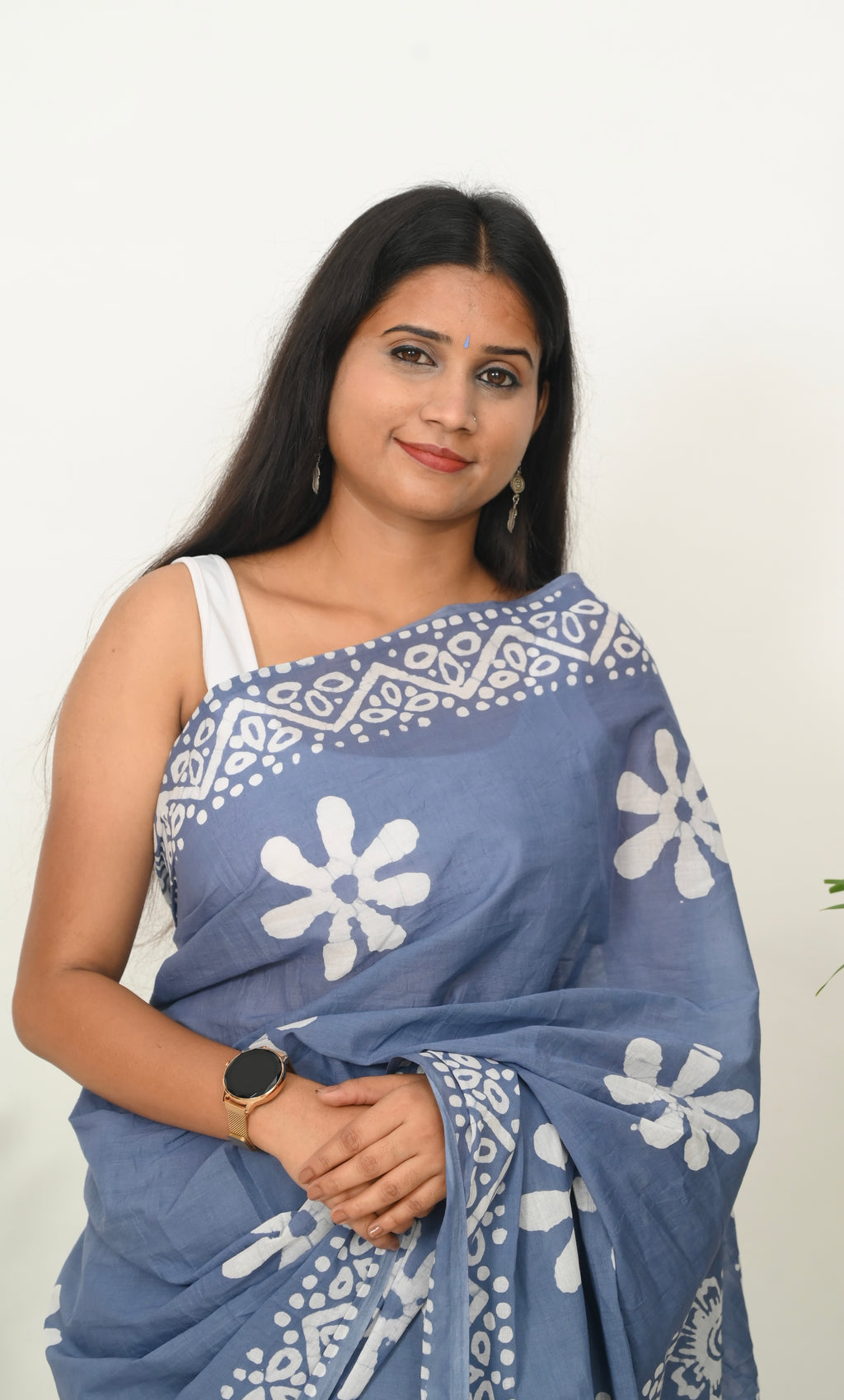 Mulmul Saree - Powder Bloom