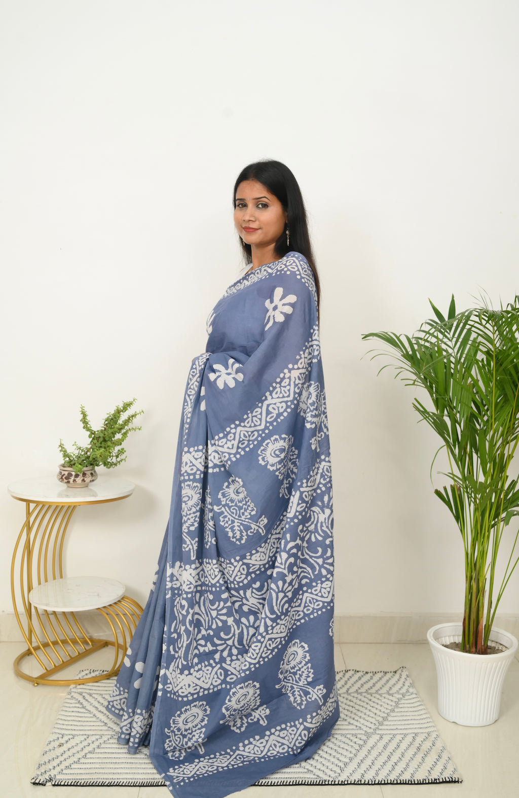 Mulmul Saree - Powder Bloom