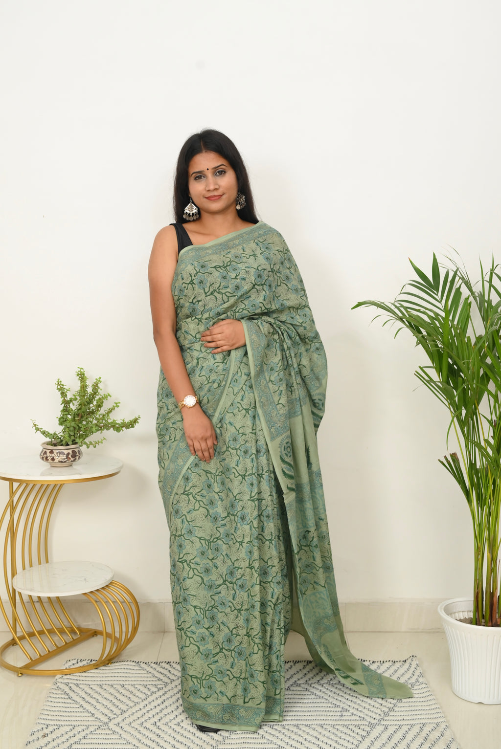 Mulmul Saree - Wild Mint