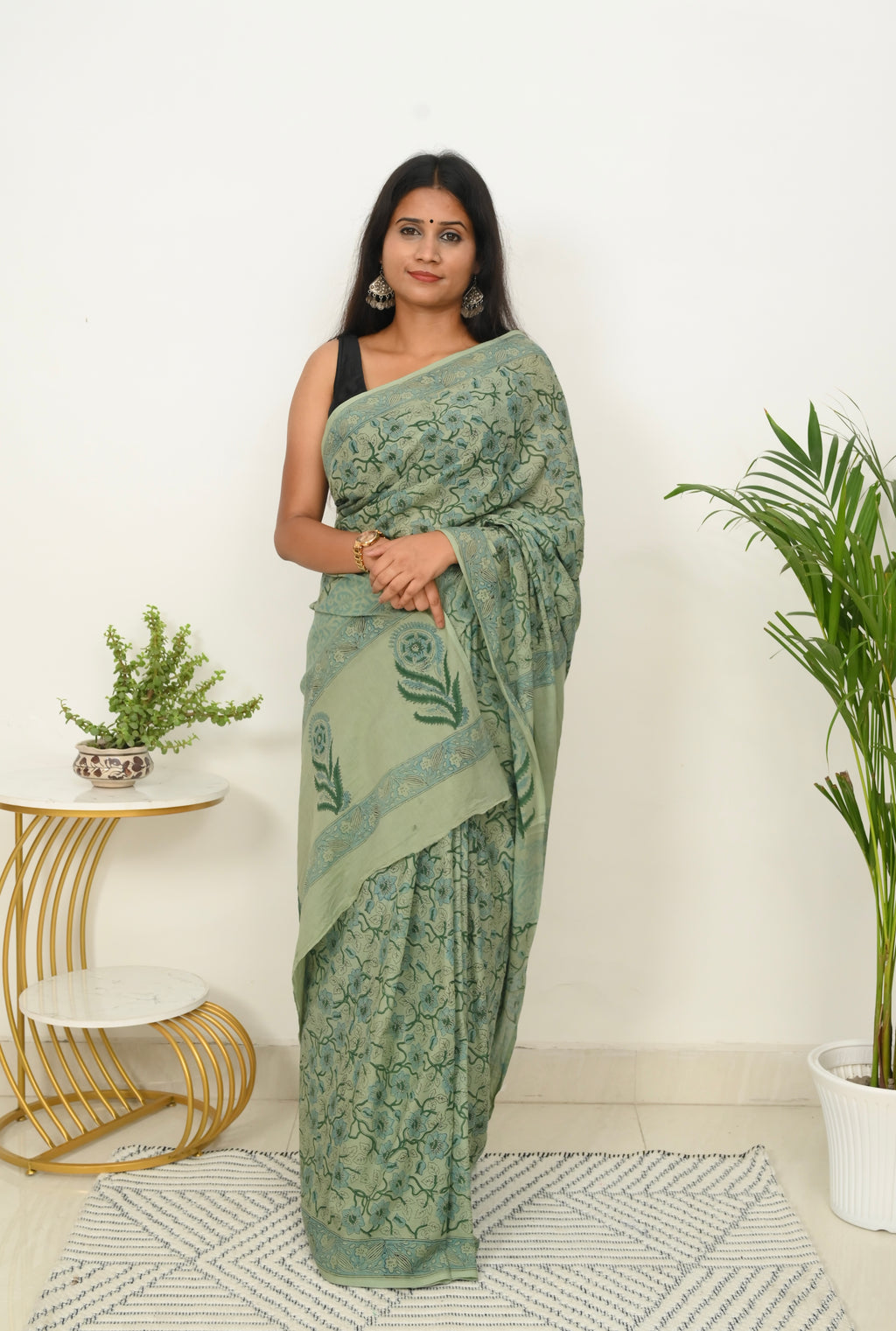 Mulmul Saree - Wild Mint